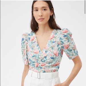 La Vie Rebecca Taylor Painted Garden Blouse Top Small